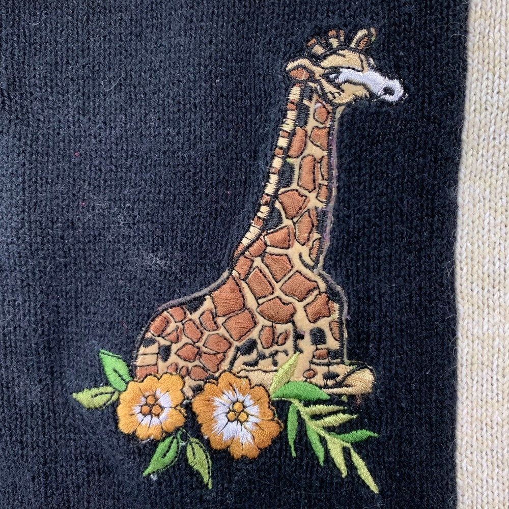 Vintage Jungle Patchwork Embroidered Sweater Tige… - image 7